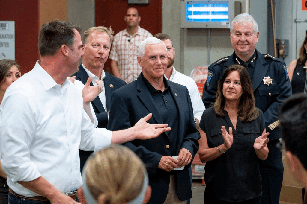 Vice President Mike Pence tours Tulsa flood damage image