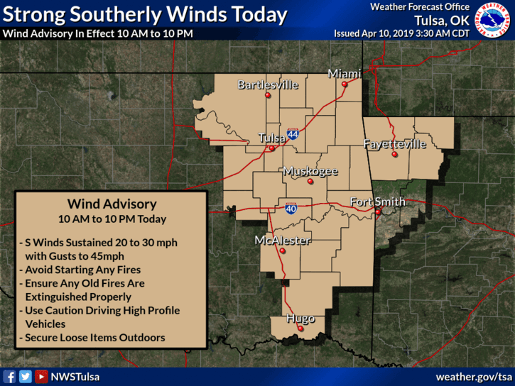 Wind Advisory issued until 10 p.m.  image