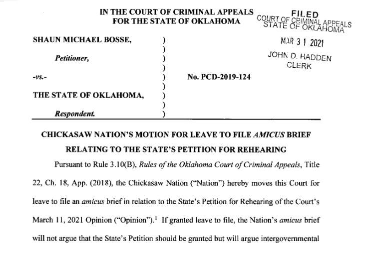 Chickasaw Nation weighs in after mandate stayed in key “Indian Country” case image