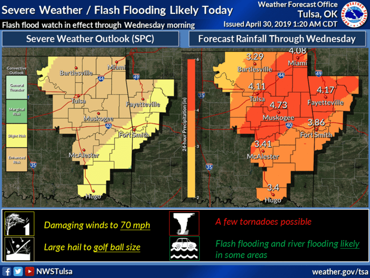 Severe weather, flash flooding likely Tuesday  image