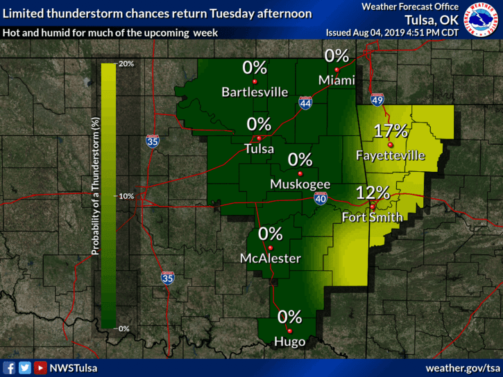 Limited thunderstorm chances on the return image