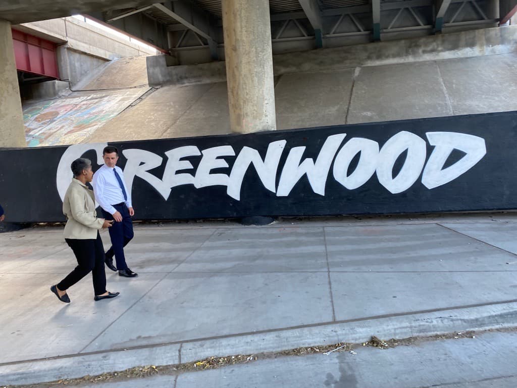 Buttigieg tours Greenwood, talks $10 million reconstruction image