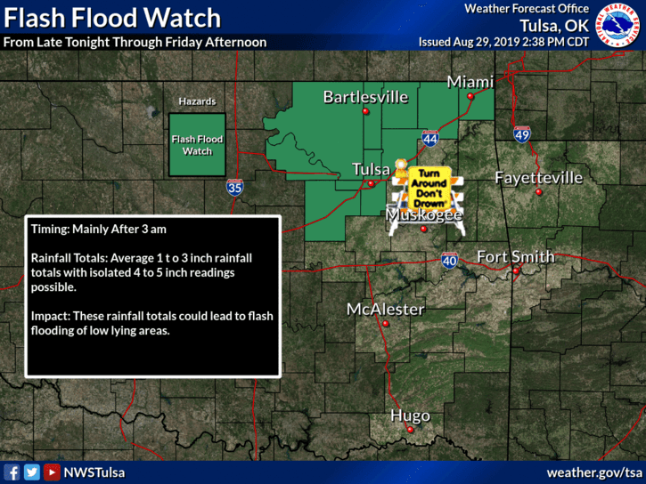 Flash flood watch issued Friday for northeast Oklahoma  image