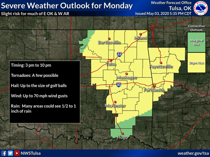 Severe weather chances return on Monday image