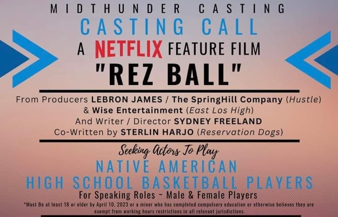 Casting call for Sterlin Harjo's "Rez Ball" image