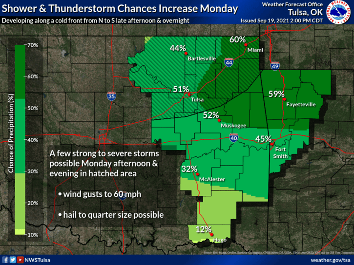 Shower and thunderstorm chances increase Monday image