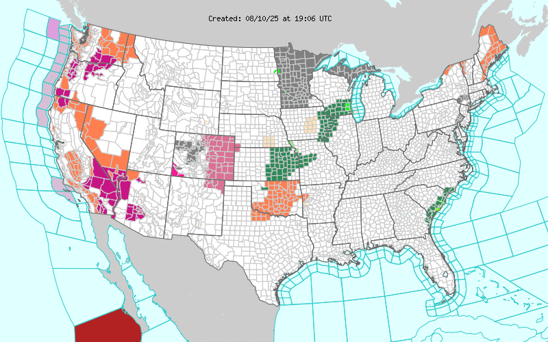 Weather across America 8/10/2025 image